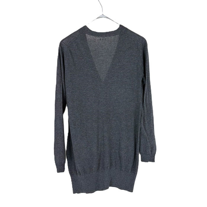 【中古】スリードッツ three dots カーディガン Vネック シンプル ロング 透け感 チャコールグレー i0818n0093