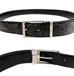 将图片加载到图库查看器，【中古】サルヴァトーレフェラガモ Salvatore Ferragamoクロコ型押し レザーベルト ブラック j0223tq02225
