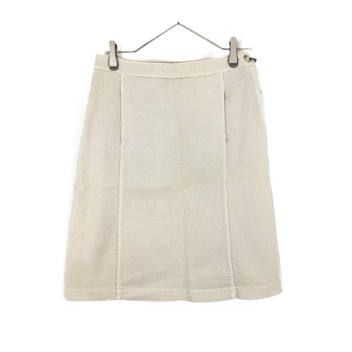 【中古】ルヴェルソーノアール Le Verseaunoir ひざ丈台形スカート コットン ストレッチ ライトベージュ i0703n0084