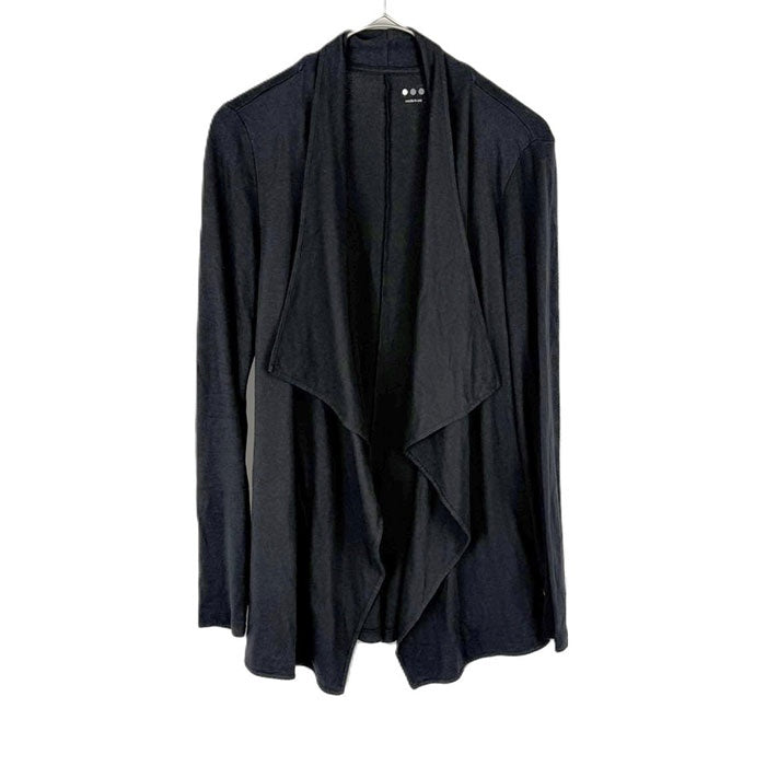 【中古】スリードッツ three dots カーディガン ボタンレス 羽織り コットン ロング ブラック 黒 i0818n0103