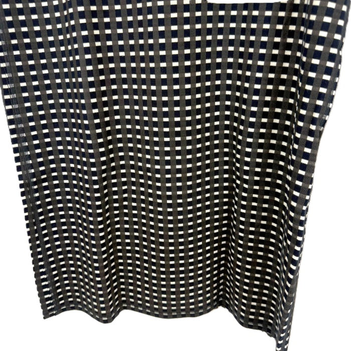 【中古】アオイ aoi 半袖チュニック ワンピース チェック ボーダー マルチ柄 タグ付き ブラック ホワイト i0515n0133