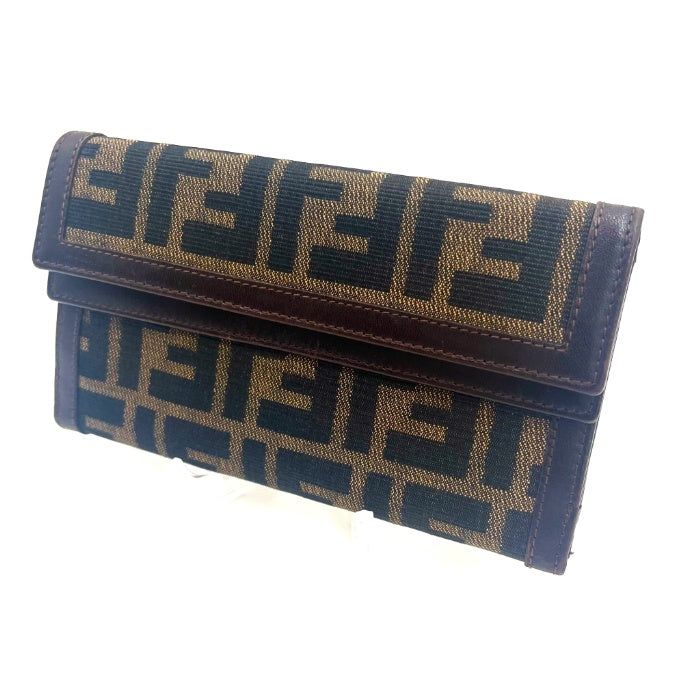 【中古】フェンディ FENDI 長財布 二つ折り ズッカ ロゴ柄 ブラウン ダークブラウン h0924rq00536