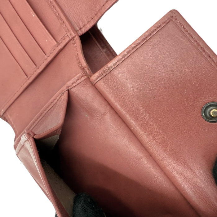 【中古】ボッテガヴェネタ BOTTEGA VENETA 財布 二つ折り イントレチャート 編込み くすみレッド i0606aq01952