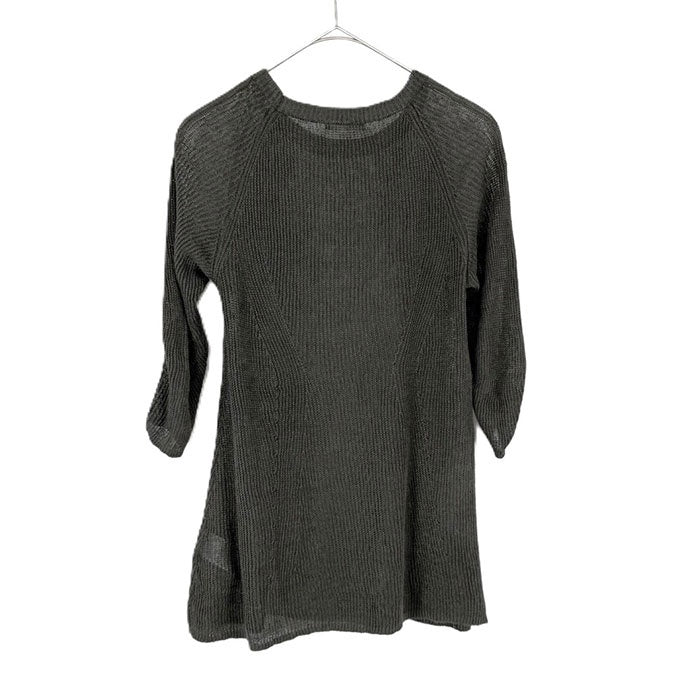 【中古】セオリーリュクス Theory luxe 七分袖ニット リネン ざっくり編み 透け感 丈長め カーキ i0818n0154