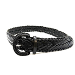 Load image into Gallery viewer, 【中古】Paul Stuart 編み込み レザーベルト ブラック ポールスチュアート 本革 メッシュベルト i0731wq0123
