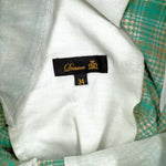 Load image into Gallery viewer, 【中古】ドゥロワー Drawer グレンチェックドロストパンツ コットン シルク エメラルドグリーン ベージュ i0805k00216
