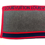画像をギャラリービューアに読み込む, 【中古】ルイヴィトン LOUIS VUITTON マフラー エシャルプ LVジェネレーション グレー ネイビー レッド h0425lq025187s
