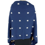 将图片加载到图库查看器，【中古】en recre アンレクレ カシミヤ100％ 星柄 ポンチョ ニット ネイビー i1229m0034
