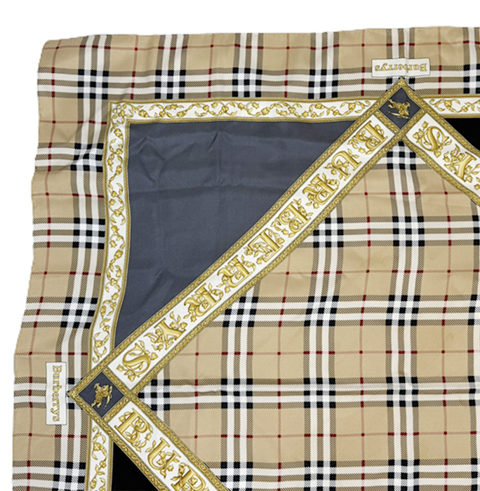【中古】Burberrys バーバリーズ シルク スカーフ ベージュ ノバチェック 大判 シルク i0907oq02250