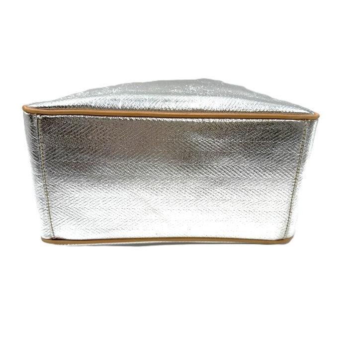 【中古】エムジーウォレス MZ WALLACE ハンドバッグ スクエア レザー ヘリンボーン シルバー i0911wq01510