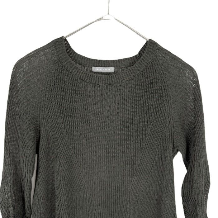 【中古】セオリーリュクス Theory luxe 七分袖ニット リネン ざっくり編み 透け感 丈長め カーキ i0818n0154