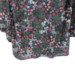 将图片加载到图库查看器，【中古】デプレ DES PRES 5分袖小花柄ブラウス 透け感 シアー バルーンスリーブ ブラック マルチカラー i0904n0075
