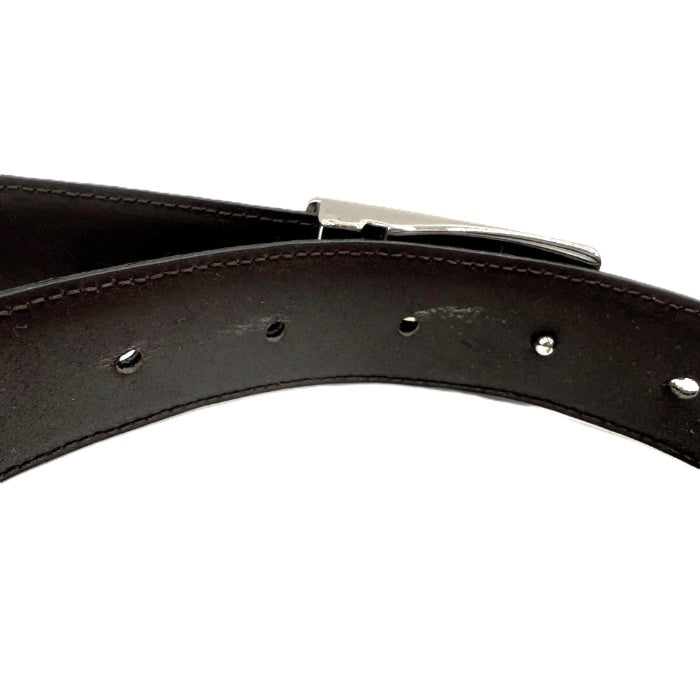 【中古】フェンディ FENDI ベルト ロゴくり抜きバックル つや消しレザー ブラック シルバー 黒 i0606aq02625