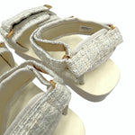 画像をギャラリービューアに読み込む, 【中古】スイコック suicoke 厚底サンダル Drawer別注 ツイード ストラップ ラメ糸 アイボリー 白系 i0722h00160
