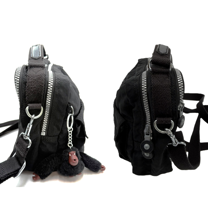 【中古】Kipling キプリング ショルダーバッグ 3WAY バックパック リュック ハンドバッグ モンキーチャーム付き ブラック 軽量 i0731wq0285
