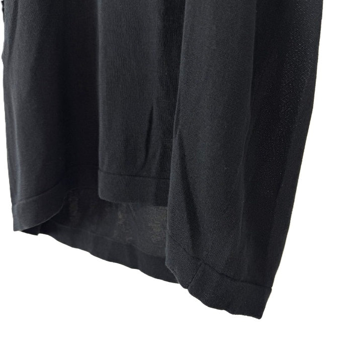 【中古】デプレ DES PRES 半袖ニット ラウンドネック 透け感 コットン シンプル ブラック 黒 i0818n0204