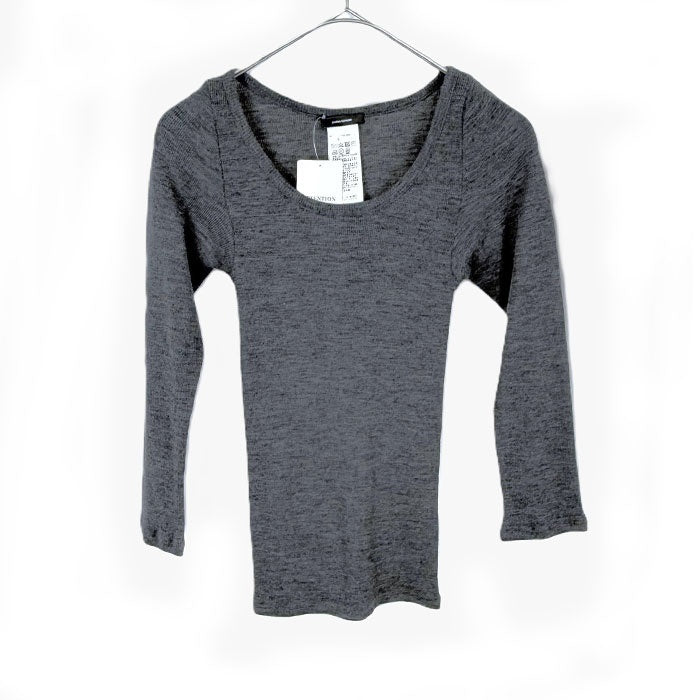 【中古】ジャーナルスタンダード JOURNAL STANDARD 細リブカットソー 七分袖 薄手 透け感 チャコールグレー i0417m0262