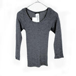 将图片加载到图库查看器，【中古】ジャーナルスタンダード JOURNAL STANDARD 細リブカットソー 七分袖 薄手 透け感 チャコールグレー i0417m0262
