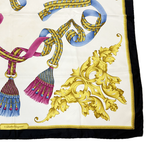 Load image into Gallery viewer, 【中古】フェラガモ Salvatore Ferragamo  シルク スカーフ 大判 ホワイト ネイビー ロープ柄 j0405oq03846
