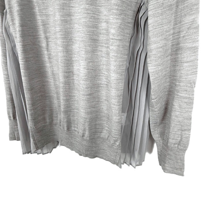 【中古】ジョセフ JOSEPH サイドシフォンプリーツニット クルーネック ニット 薄手 ライトグレー i0703n0146