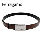 画像をギャラリービューアに読み込む, 【中古】フェラガモ Ferragamo ベルト ブラウン レザー シルバーバックル j0712oq02828
