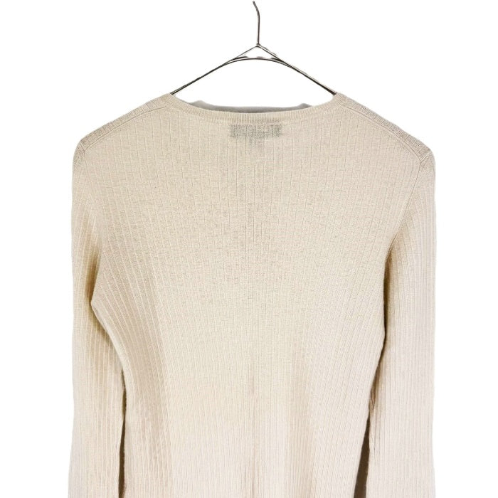 【中古】ドゥロワー Drawer リブニット ヘンリーネック 透け感 カシミヤ ライトベージュ i0623k0063