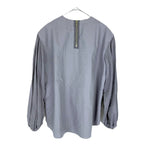 将图片加载到图库查看器，【中古】ドゥロワー Drawer バルーンスリーブブラウス 切り替え シアー 透け感 プルオーバー ライトグレー i0818o00325
