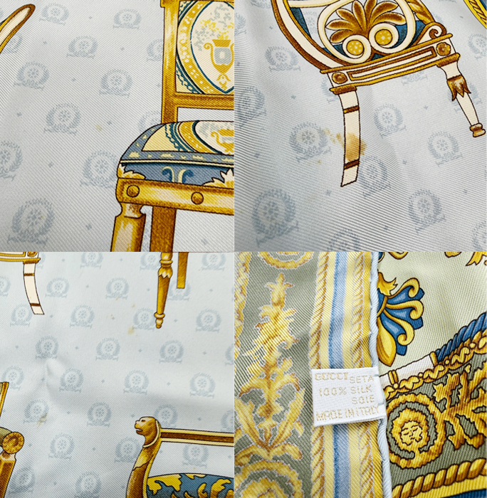 【中古】GUCCI グッチ スカーフ シルク100％ チェア柄 イス ヴィンテージ i0907oq01750