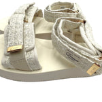 画像をギャラリービューアに読み込む, 【中古】スイコック suicoke 厚底サンダル Drawer別注 ツイード ストラップ ラメ糸 アイボリー 白系 i0722h00160
