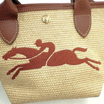 画像をギャラリービューアに読み込む, 【中古】ロンシャン Longchamp 2wayバッグ ハンドバッグ ショルダー ラフィア かごバッグ ベージュ ブラウン i0627aq001127
