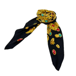 Load image into Gallery viewer, 【中古】イヴサンローラン Yves Saint Laurent  シルクスカーフ ジュエリー柄 ブラック ゴールド 大判 j0405oq01730
