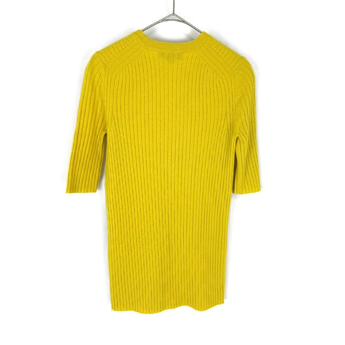 【中古】ドゥロワー Drawer 半袖リブニット リブクルーネックショートスリーブ イエロー くすみカラー i0925i01015