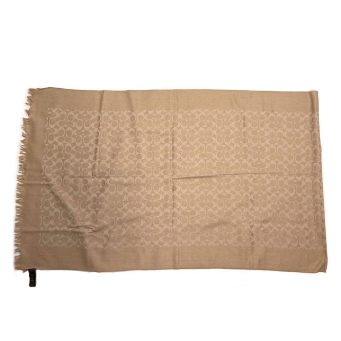 【中古】コーチ COACH ストール シグネチャー CCロゴ シルク混 上質 上品 ベージュ系 i0601oq00817