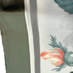 将图片加载到图库查看器，【中古】ヴァレンチノ VALENTINO スカーフ 花柄 ストライプ シアー 透け感 くすみカラー カーキ アイボリー i0619wq03710
