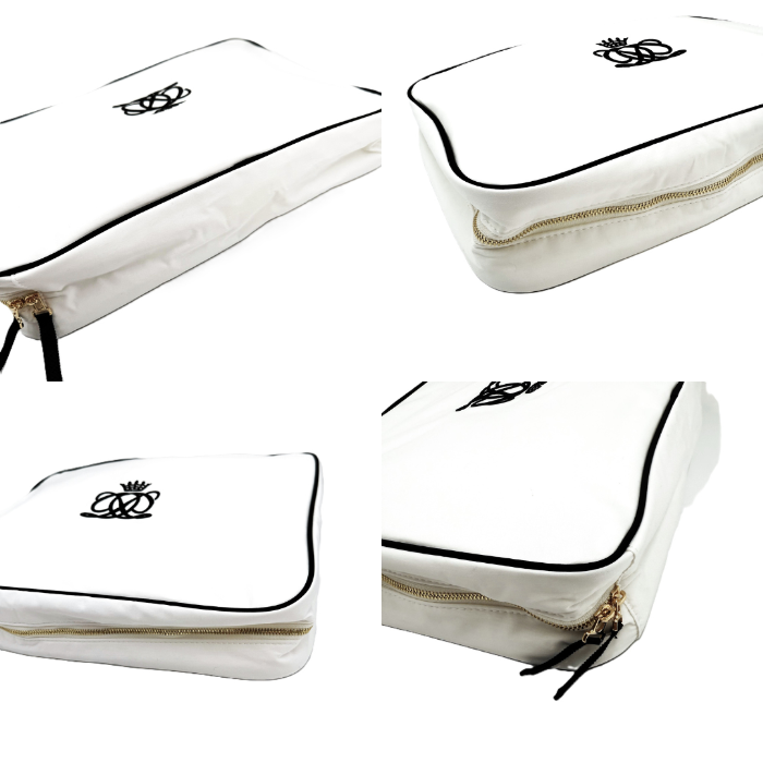 【中古】ドゥロワー Drawer ノベルティトラベルポーチ 大小2個セット パイピング 白 黒 i0501k00510