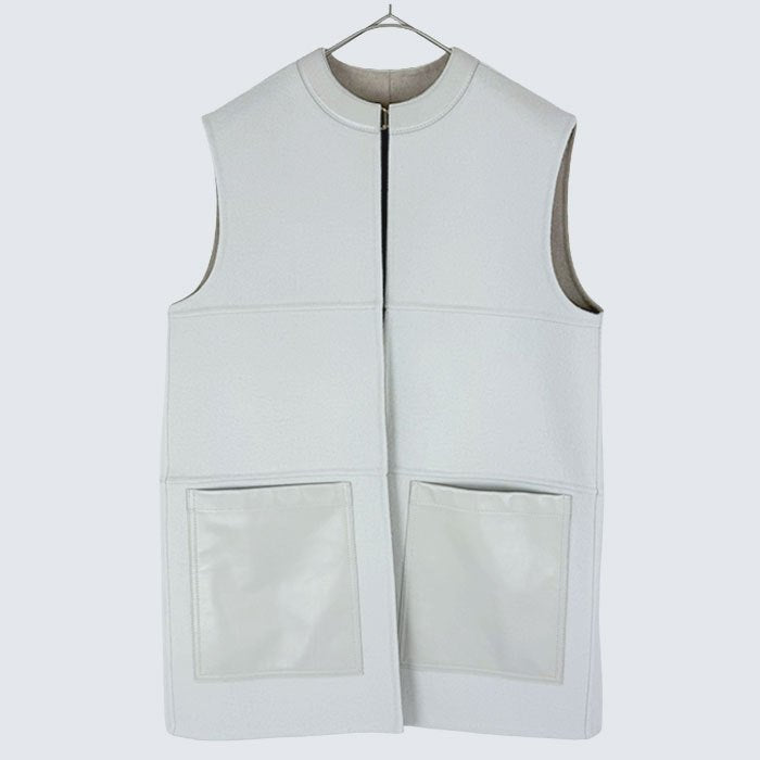 【中古】Drawer ドゥロワー ウール レザーコンビ ベスト ジレ i1031h010144