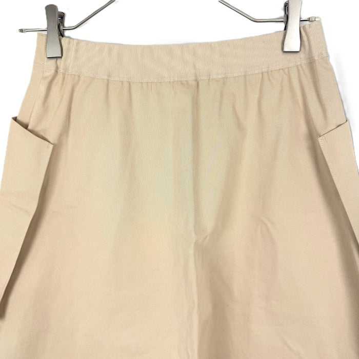 【中古】ドゥロワー Drawer スカート 台形 ひざ丈 パッチポケット シンプル コットン ベージュ i0624h00621