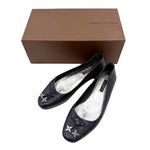 画像をギャラリービューアに読み込む, 【中古】ルイ・ヴィトン Louis Vuitton フラットシューズ バレエシューズ モノグラム フラワー金具 レザー ブラック i0810oq02063
