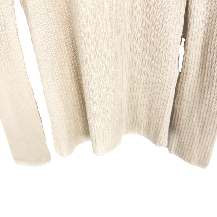 【中古】ドゥロワー Drawer リブニット ヘンリーネック 透け感 カシミヤ ライトベージュ i0623k0063