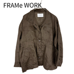 画像をギャラリービューアに読み込む, 【中古】FRAME WORK フレームワーク ミリタリースタンドブルゾン ジャケット ブラウン リネン 麻100％ j0713o01031
