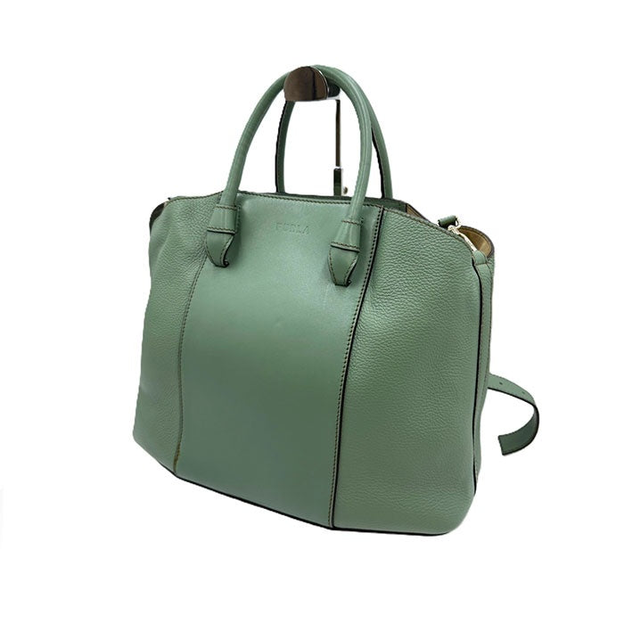 【中古】フルラ FURLA ハンドバッグ 2way ショルダーベルト くすみカラー グリーン系 i0710lq00160