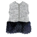 Load image into Gallery viewer, 【中古】Drawer ドゥロワー ノースリーブトップス 38 レディース ツイード ファー切替 シルク混 i1222h00562
