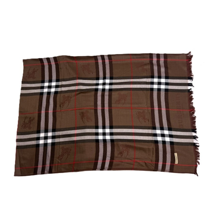 【中古】バーバリー BURBERRY ストール 定番チェック 大判 おしゃれ ダークブラウン こげ茶 i0731wq0165
