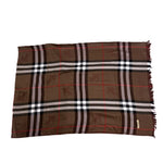 将图片加载到图库查看器，【中古】バーバリー BURBERRY ストール 定番チェック 大判 おしゃれ ダークブラウン こげ茶 i0731wq0165
