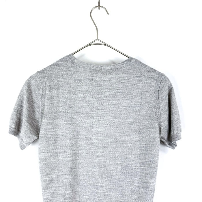 【中古】エポカ EPOCA クルーネック半袖ニット 薄手 透け感 シンプル ライト杢グレー i0818n0068