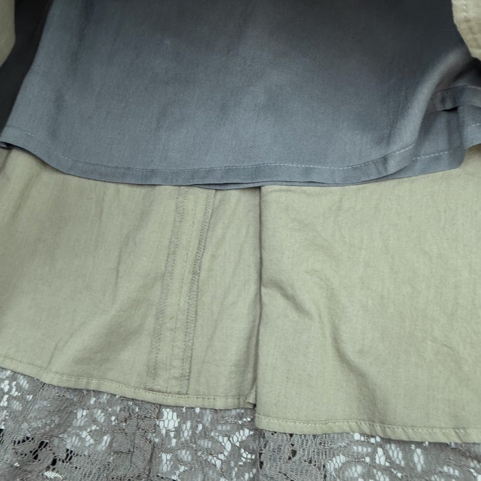 【中古】ノーリーズ NOLLEY'S 総レースフレアスカート 上品 カーキ系 くすみカラー i0807n0243