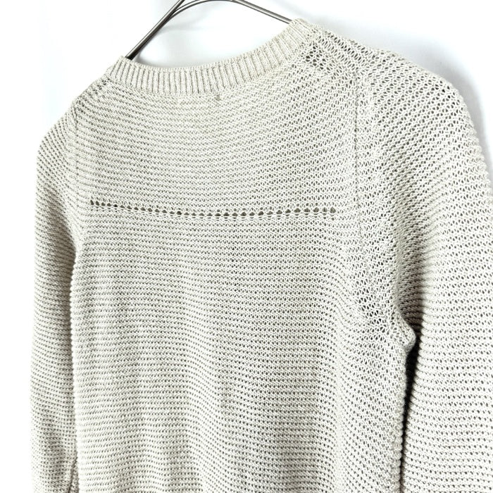 【中古】ノーリーズ NOLLEY'S ロングカーディガン 七分袖 ざっくり編み 透け感 生成り ベージュ系 i0213n0113