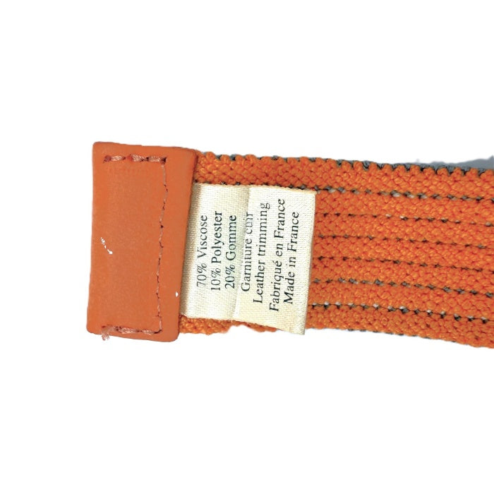 【中古】エルメス HERMES ベルト Hバックル ゴムベルト ボーダー カジュアル オレンジ グレー ホワイト i0627aq01987