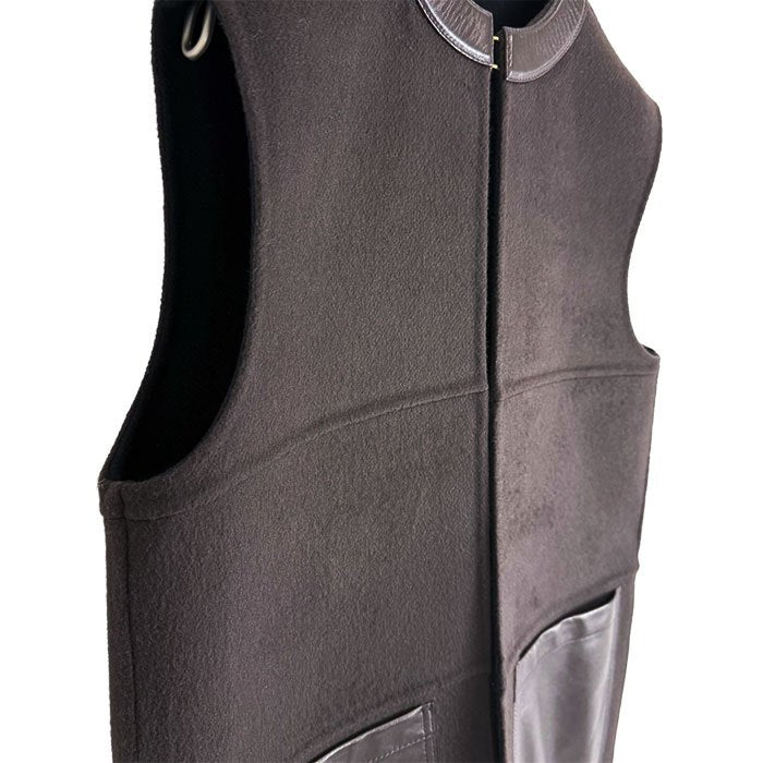 【中古】Drawer ドゥロワー ウール レザーコンビ ベスト ジレ i1031h009144