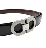 Load image into Gallery viewer, 【中古】Salvatore Ferragamo サルヴァトーレ フェラガモ ガンチーニ レザーベルト ブラック シルバーバックル 社外ベルト メンズ j0618lq00671
